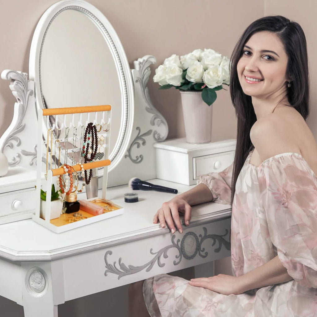 4-Tier Tabletop Wooden Jewelry Display Stand