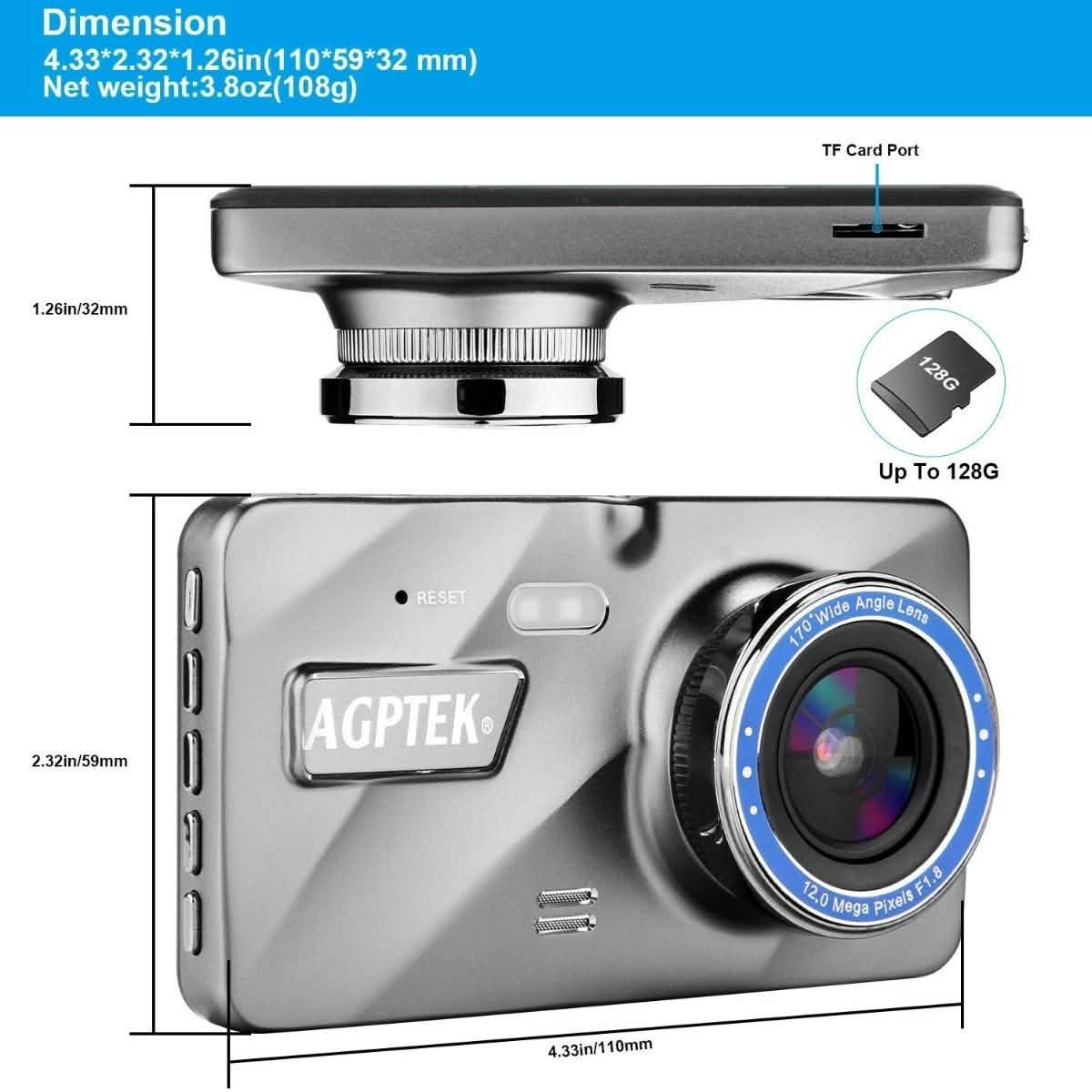 4" Vehicle 1080P Car Dashboard DVR Camera Video Recorder G-Sensor Dash Cam