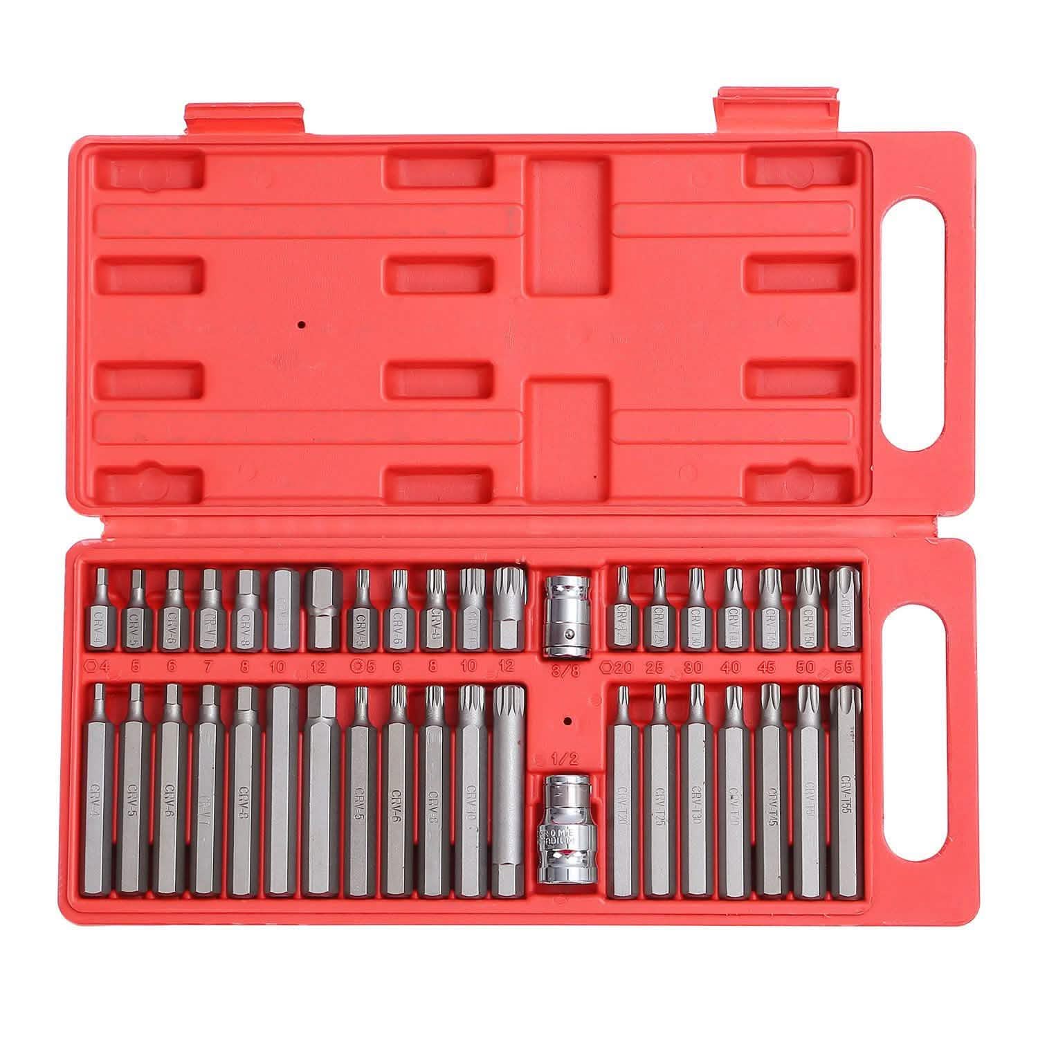 40-Pieces: Socket Bit Set Hex Torx Spine