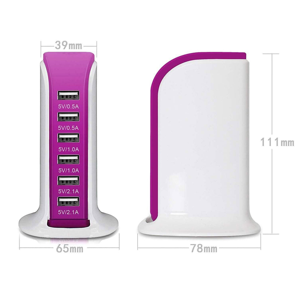 40-Watt 6-Port USB Charging Station for Smart Phones and Tablets