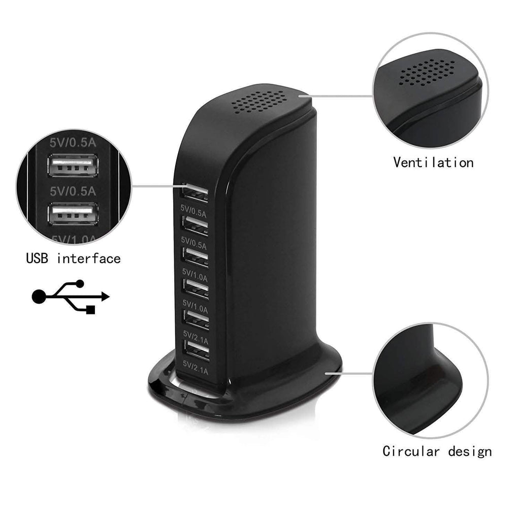 40-Watt 6-Port USB Charging Station for Smart Phones and Tablets