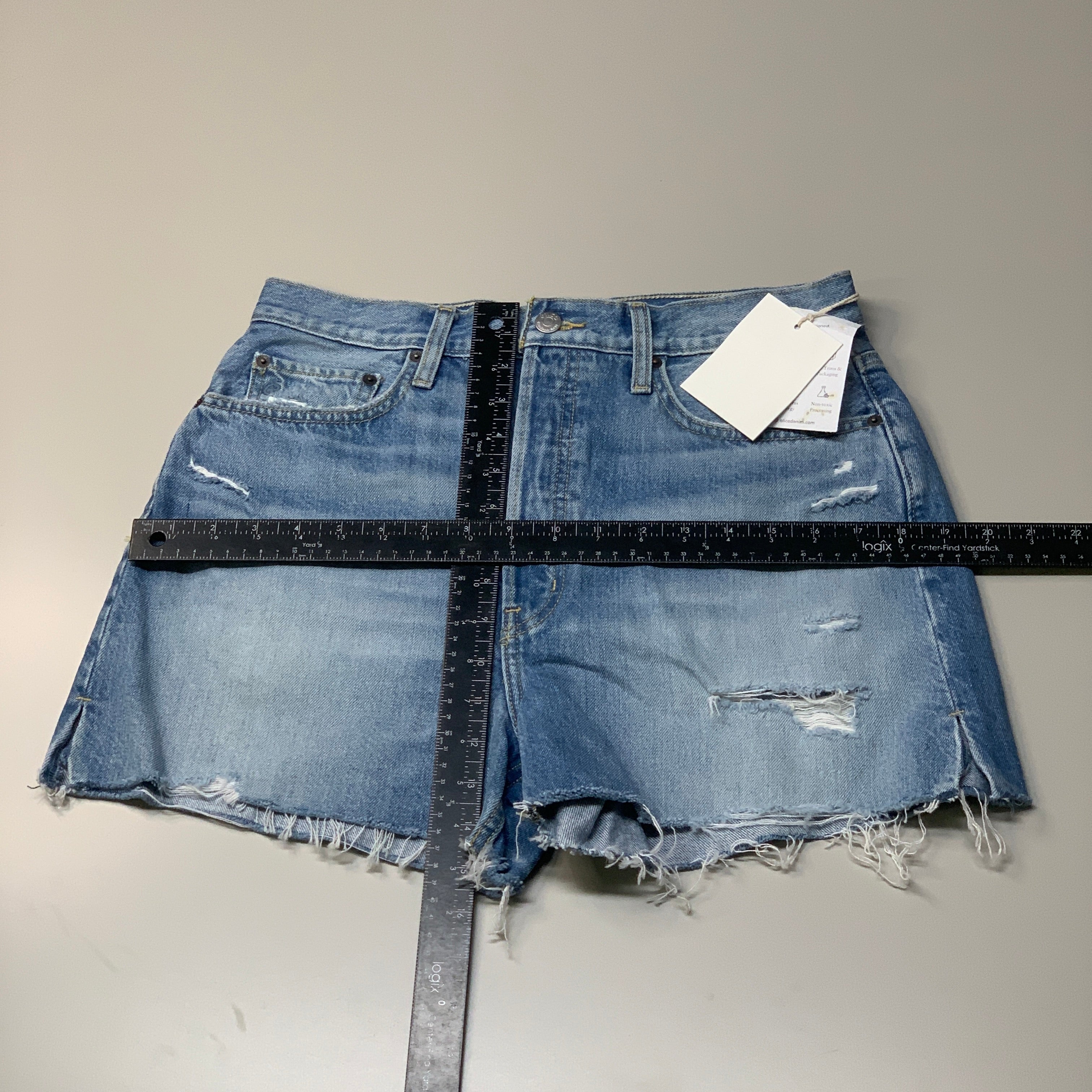 ETICA Fern High Rise Shorts Certified Organic Rip Current Size 28 EW178335