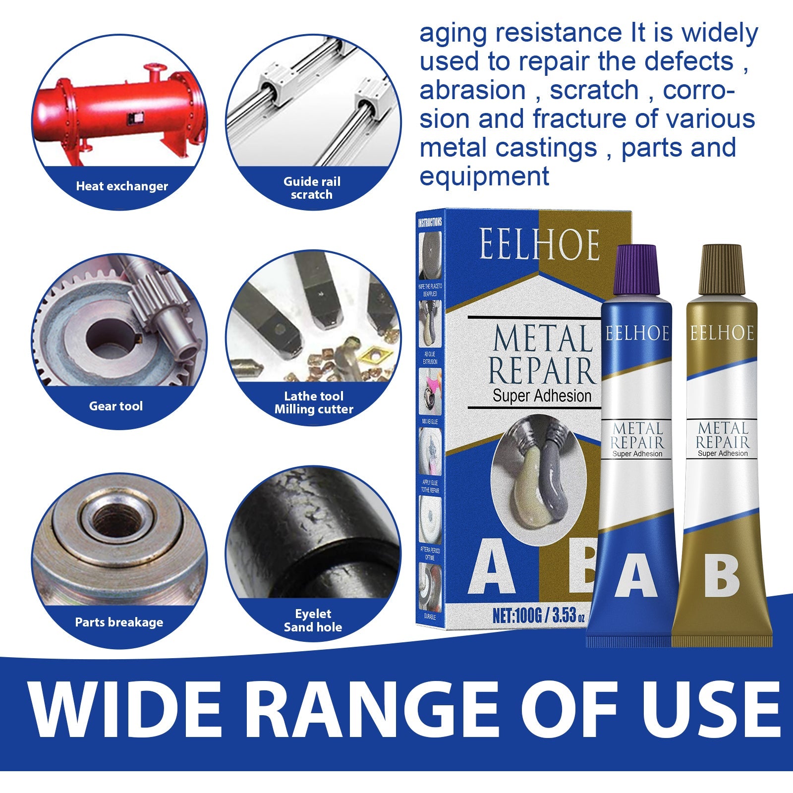 Metal Repair Glue, Crack Plugging Quick Dry High Temperature Welding Metal Repair Agent