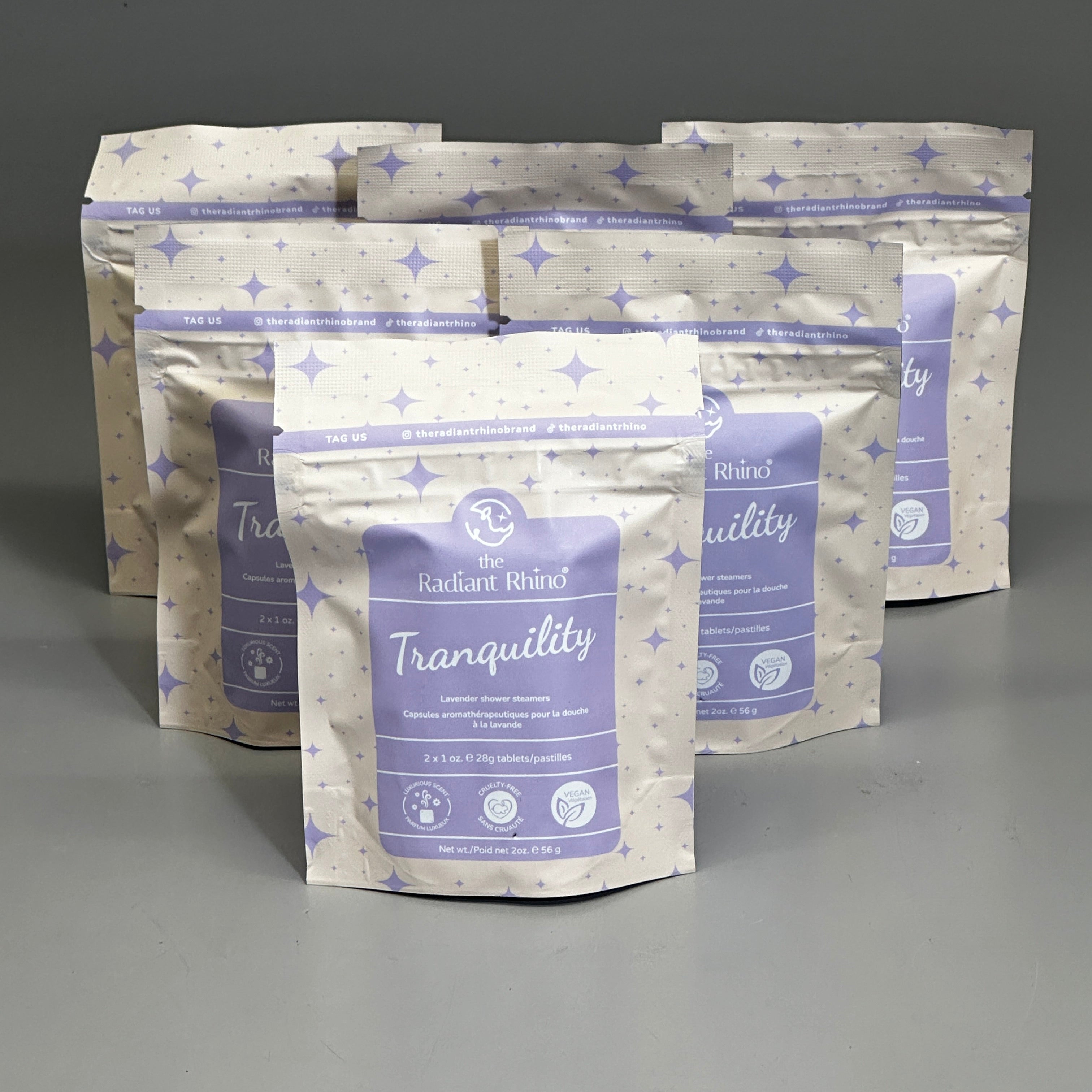 ZA@ THE RADIANT RHINO Tranquility (6 PACK) Lavender Shower Steamers 2 Tablets Each