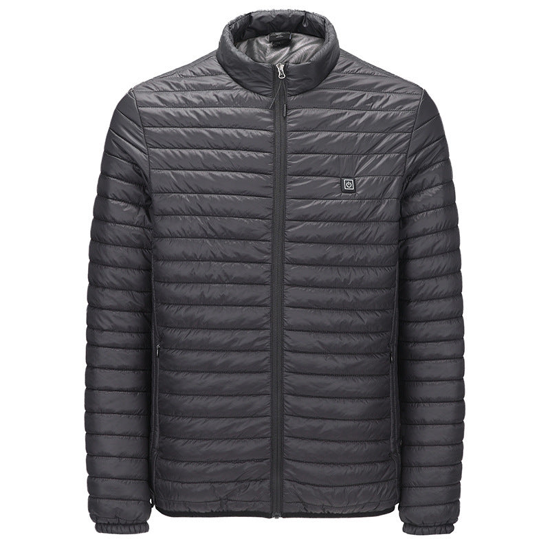 Intelligent heating cotton jacket USB charging heating cotton jacket for male and female couples Korean version warm jacket with four zones heating