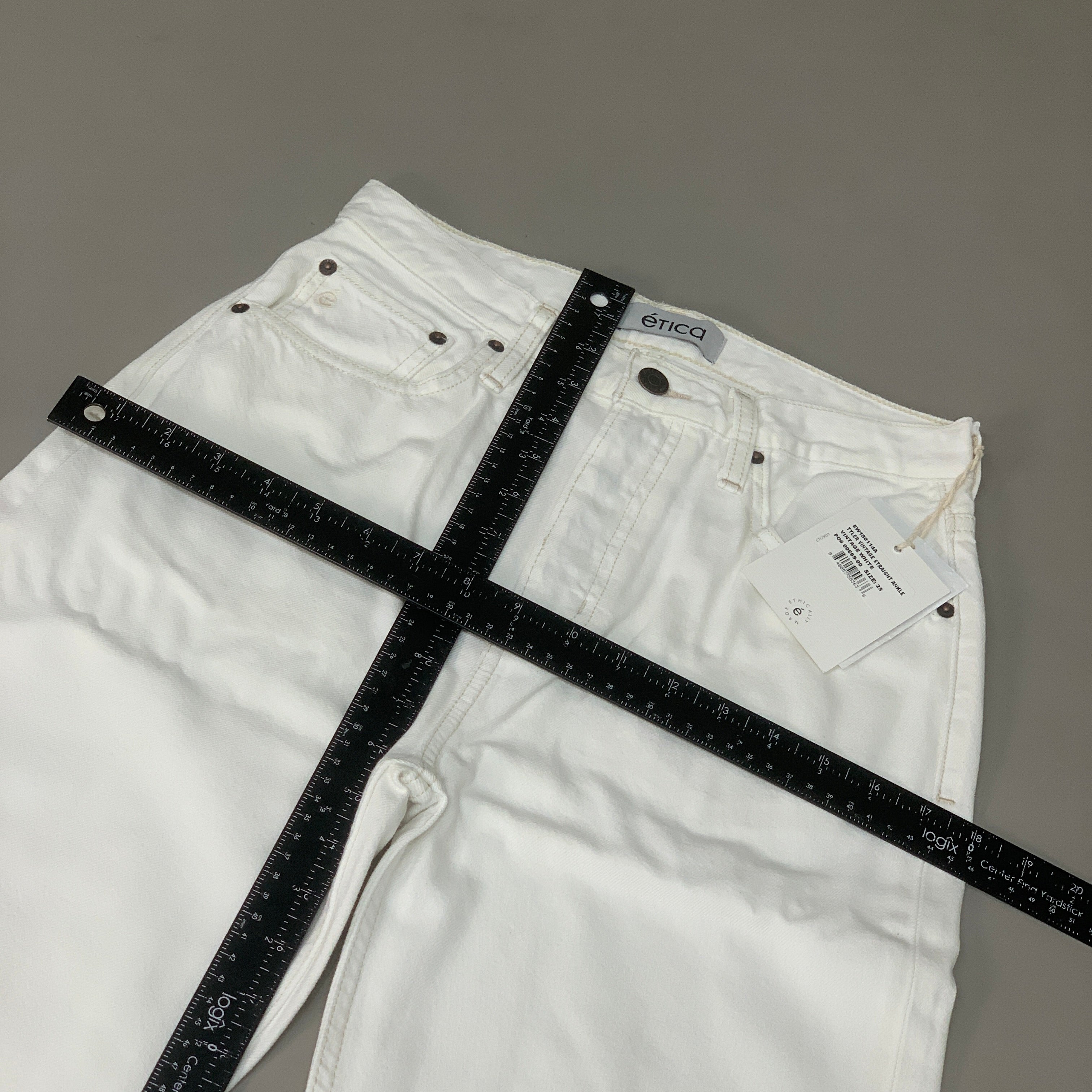 ETICA Tyler High Waist Straight Leg Ankle jeans Vintage White Size 25 EW180114A