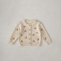 Cherry Embroidery Knitted Long-sleeved Coat Children's New Top