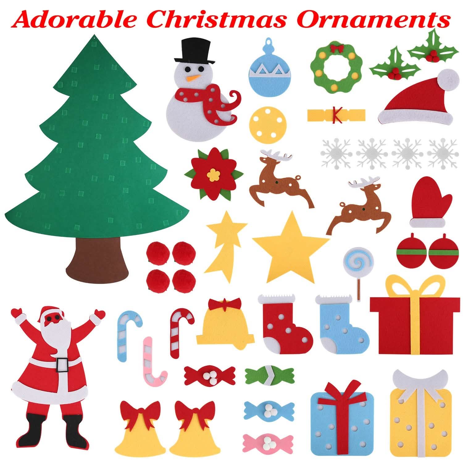 41-Piece: DIY Felt Christmas Tree Detachable Ornaments for Kids