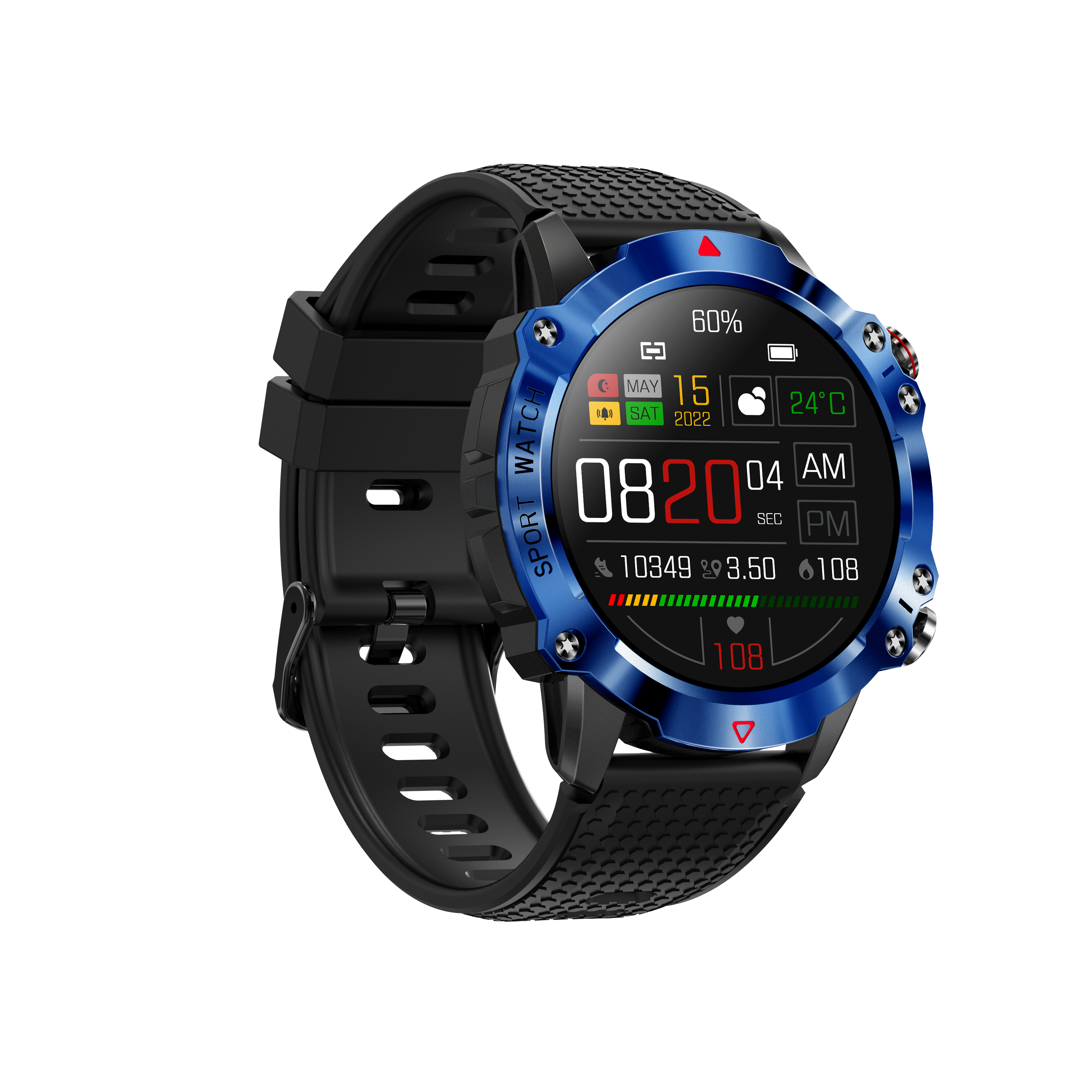 KR10 smartwatch  round screen 8763E one click Bluetooth call heart rate sports watch