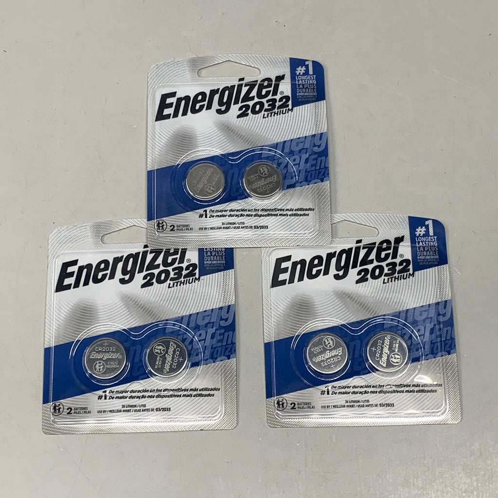 ENERGIZER (3 PACK, 6 Total Batteries) 2032 Lithium Coin Battery for Key FOB