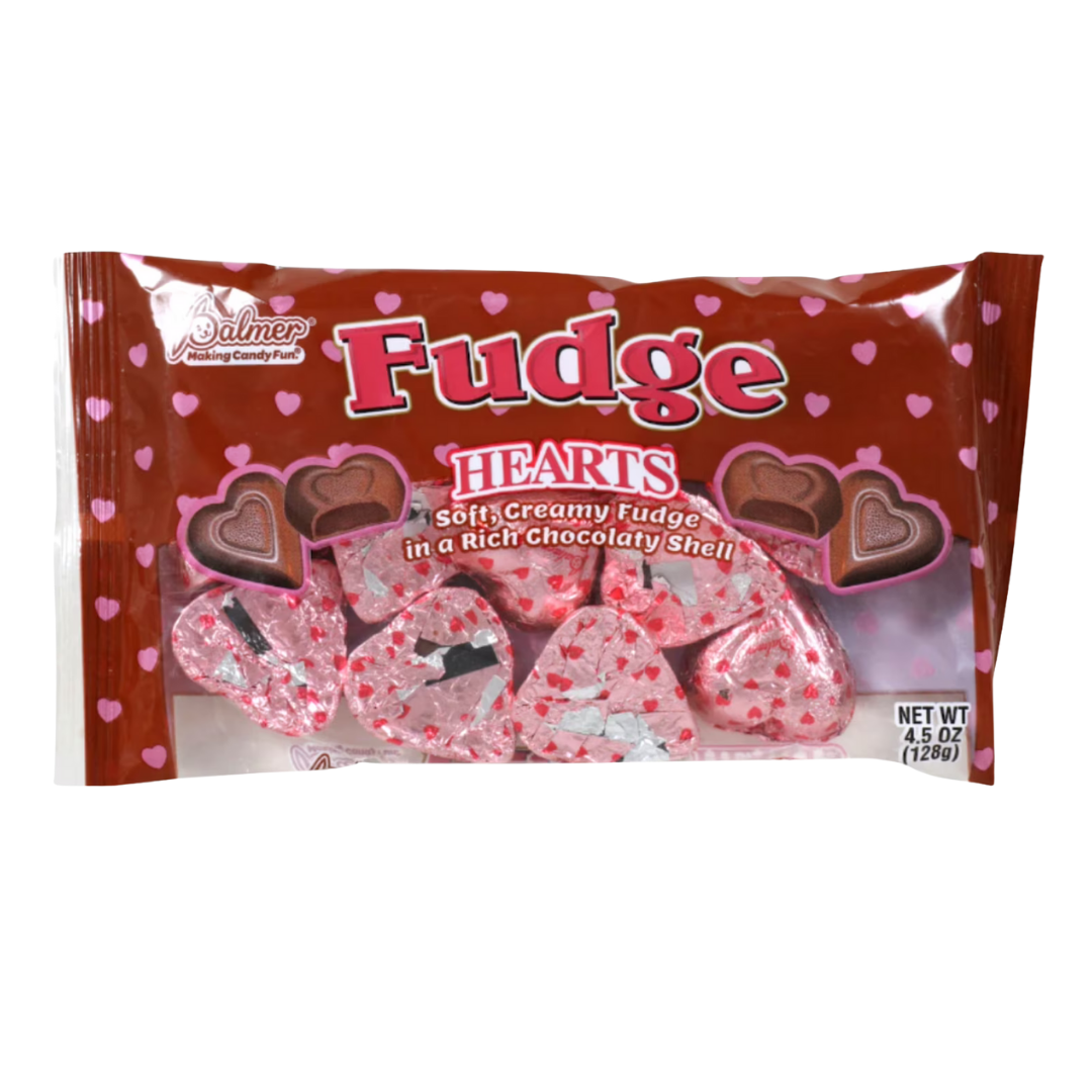 R.M. Palmer Fudge Valentine Hearts in Chocolate Shell (4.5oz)