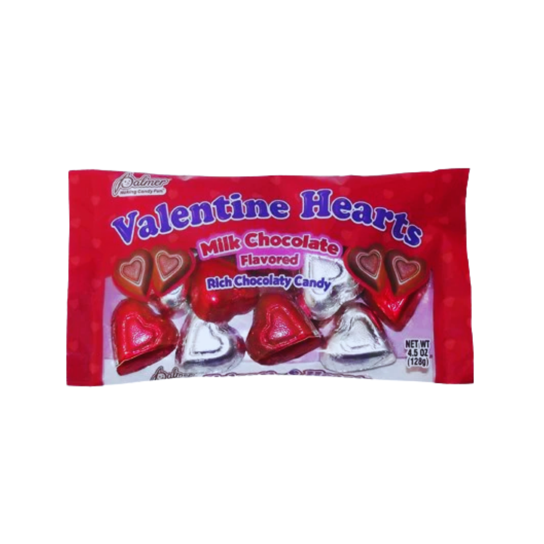 R.M. Palmer Foil Wrapped Milk Chocolate Flavored Valentine Hearts (4.5oz)