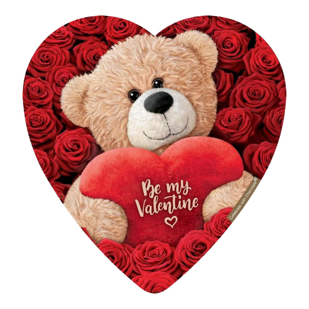 Celebrate with Chocolate Plush Bear Be My Valentine Heart Box (6oz)