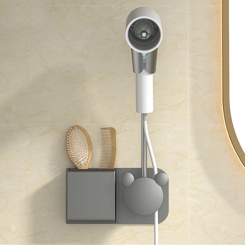 Punch-Free Hair Dryer Rack Wall-Mounted Hand-Held Rotating Lazy Bracket Bathroom