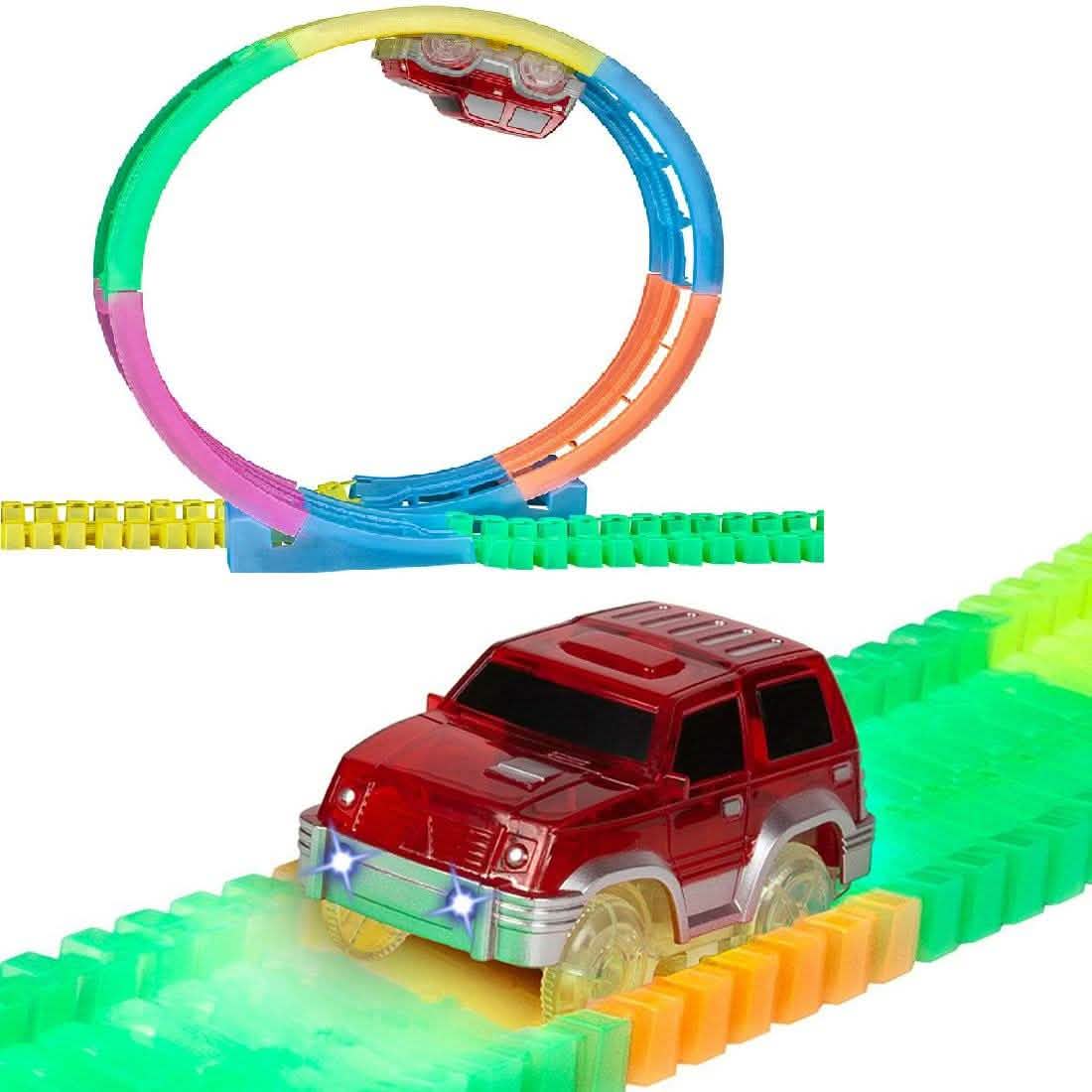 425-Piece: Mega Galaxy Flex-Track Glow Track with 2 Electric LED Light Cars