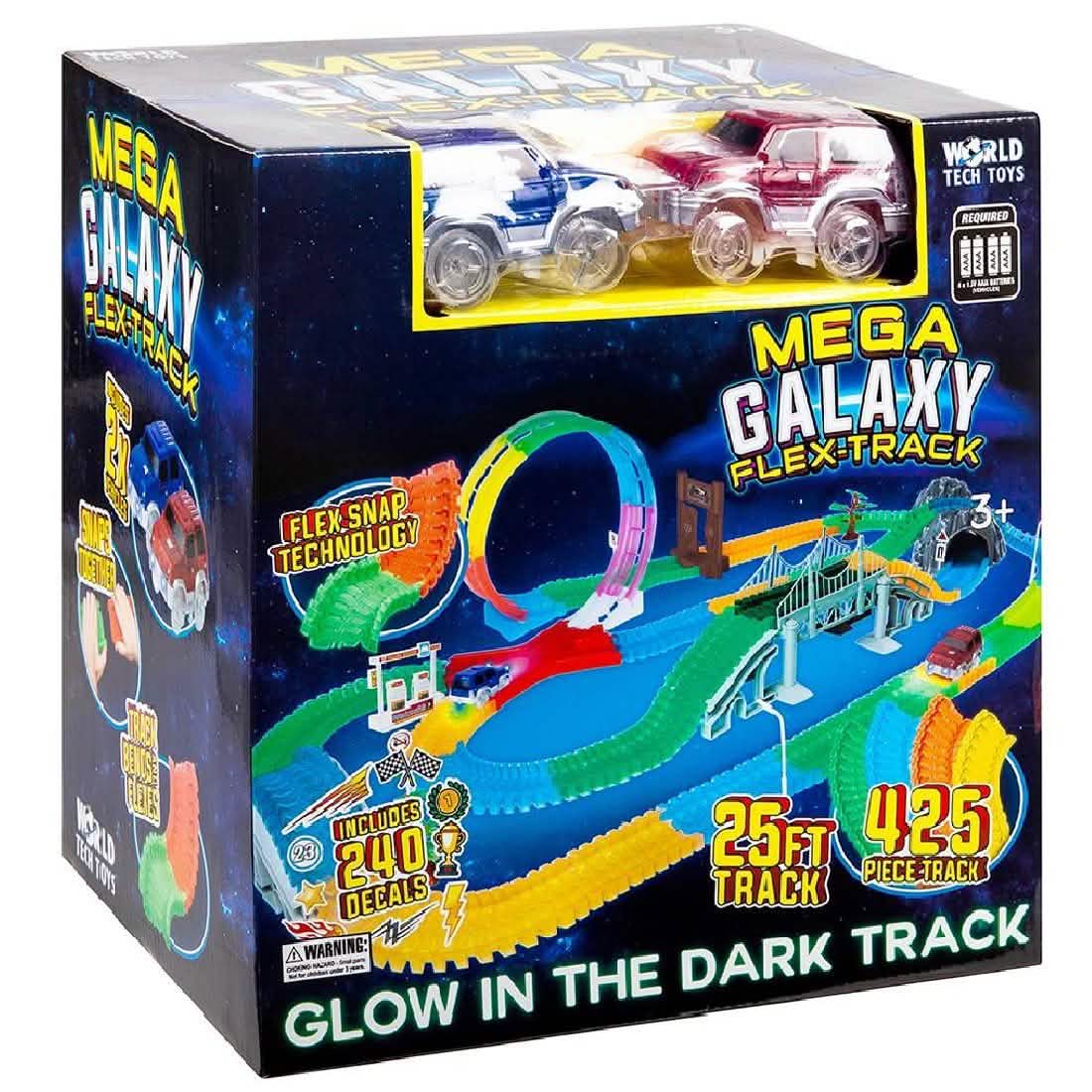 425-Piece: Mega Galaxy Flex-Track Glow Track with 2 Electric LED Light Cars