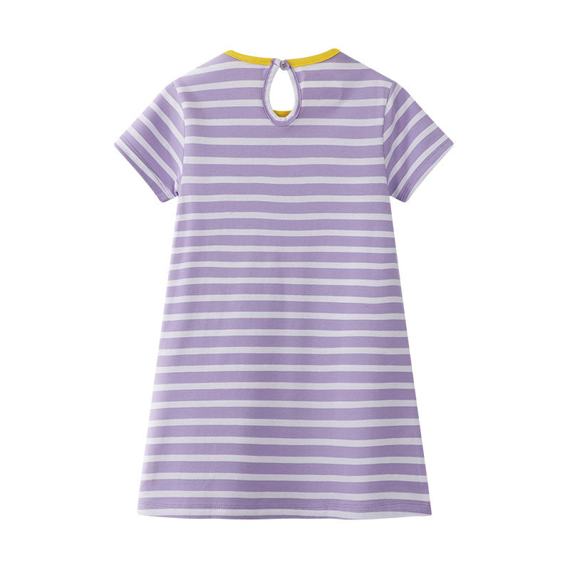 European and American Girl Dress Embroidered Giraffe