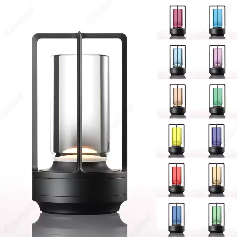 "Vintage Aluminum Table Lamp with LED Dining Table Ambience Light, USB Charging, Touch Control, Decorative Bar and Camping Night Light"