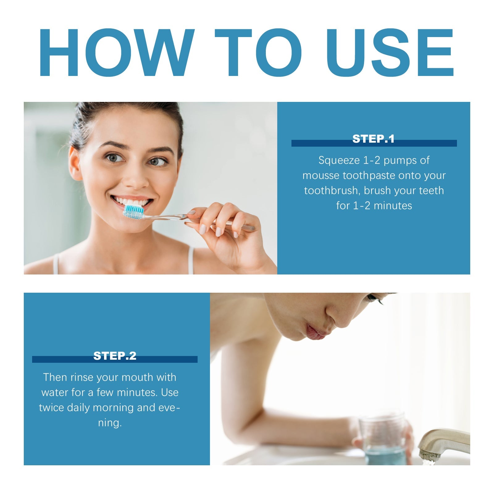Beauty Tooth Fresh Pure White Mousse, Clean Bad Breath Stains White Teeth Care Gums Care Toothpaste