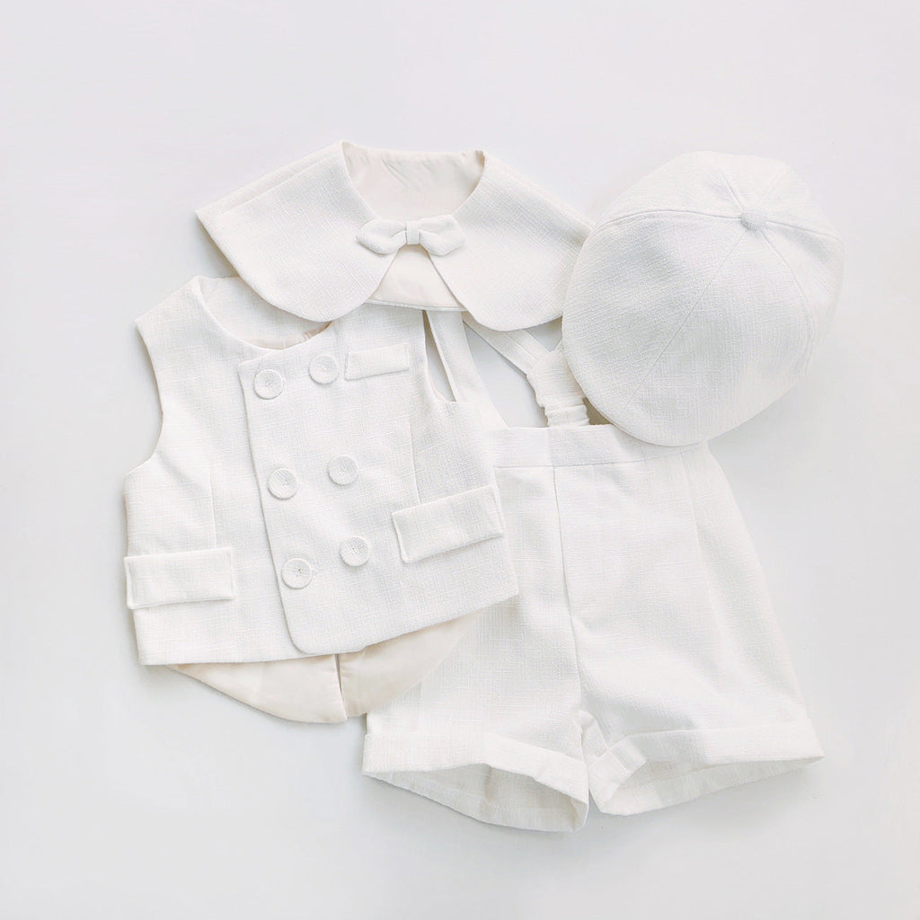Casual White Children Vest Suit