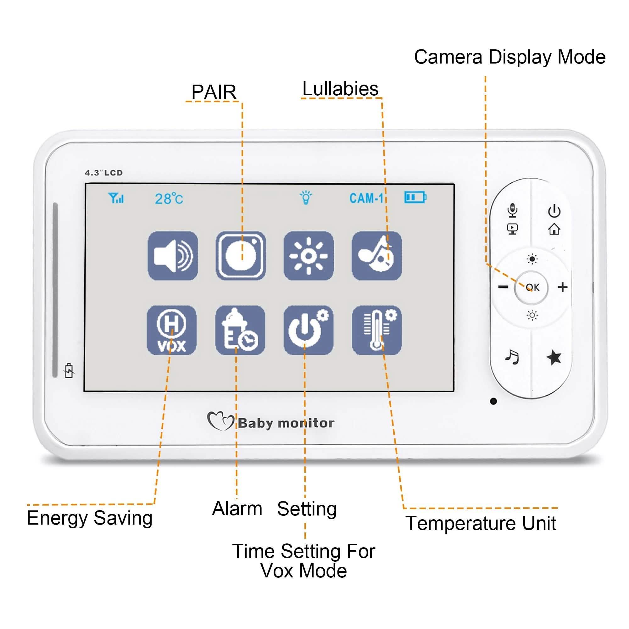 4.3" Baby Monitor 2.4Ghz Wireless Camera Video 2-Way Talk
