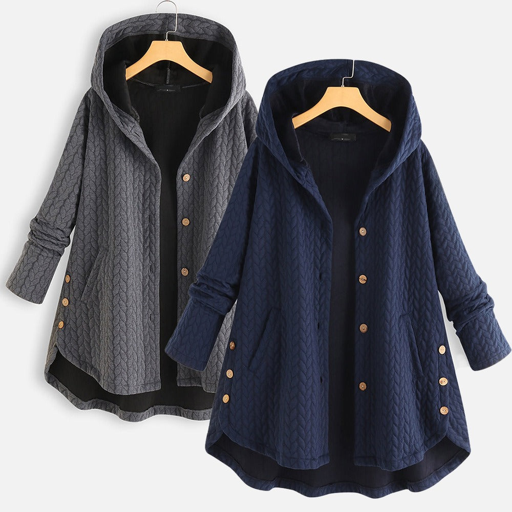Fashion Women's Cotton Padded Jacket Hooded Medium Long Coat Casual Warm Cotton Padded Jacket In Autumn And Winter