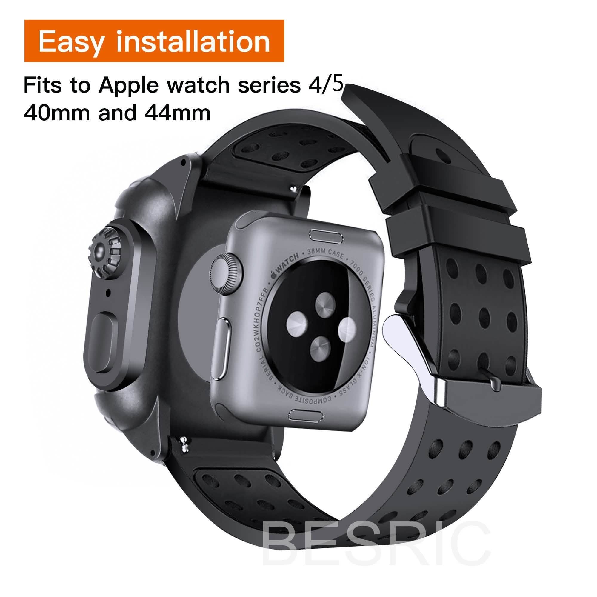 44 MM Full Cover Clear Case Screen Protector with Bands for Apple iWatch 4 and 5