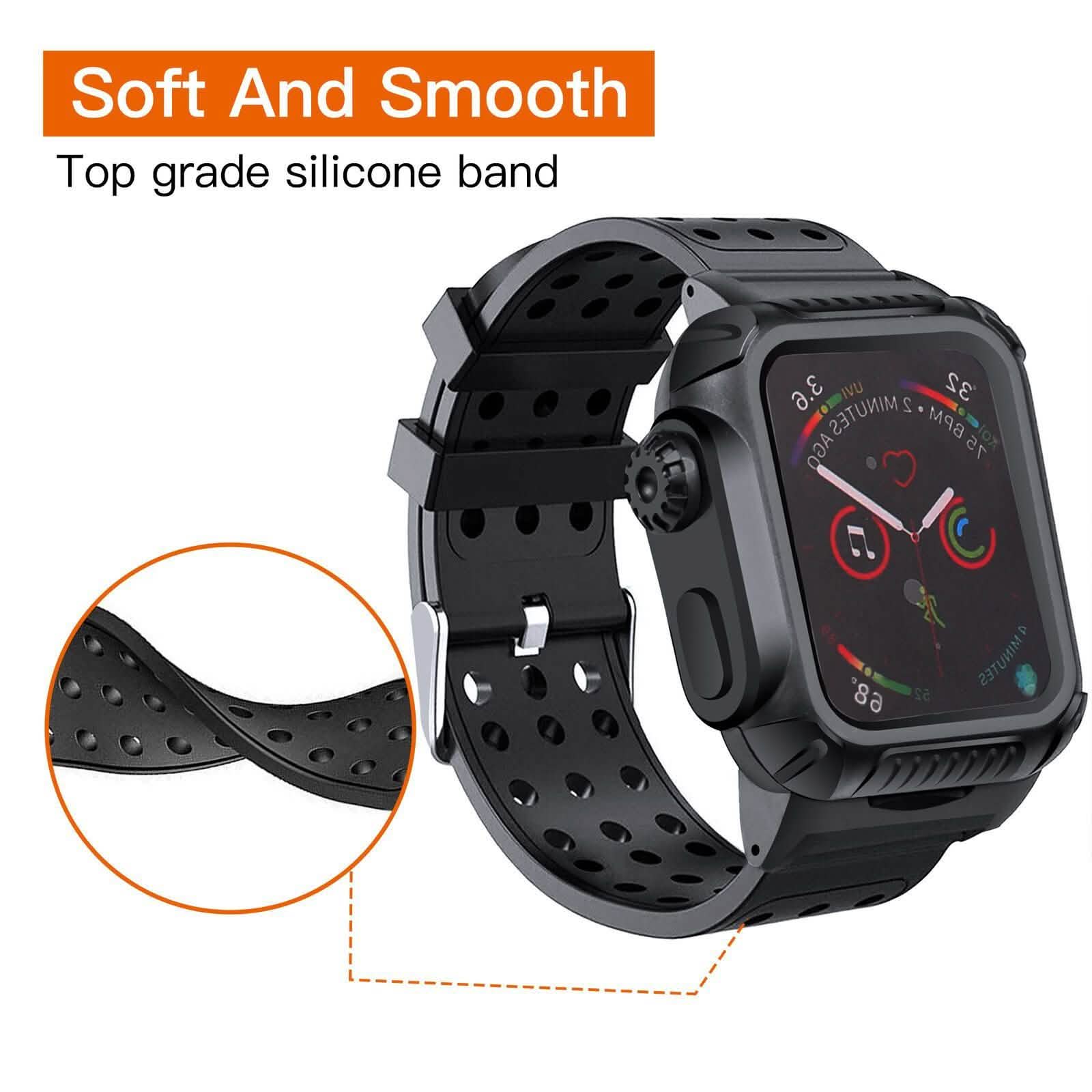 44 MM Full Cover Clear Case Screen Protector with Bands for Apple iWatch 4 and 5
