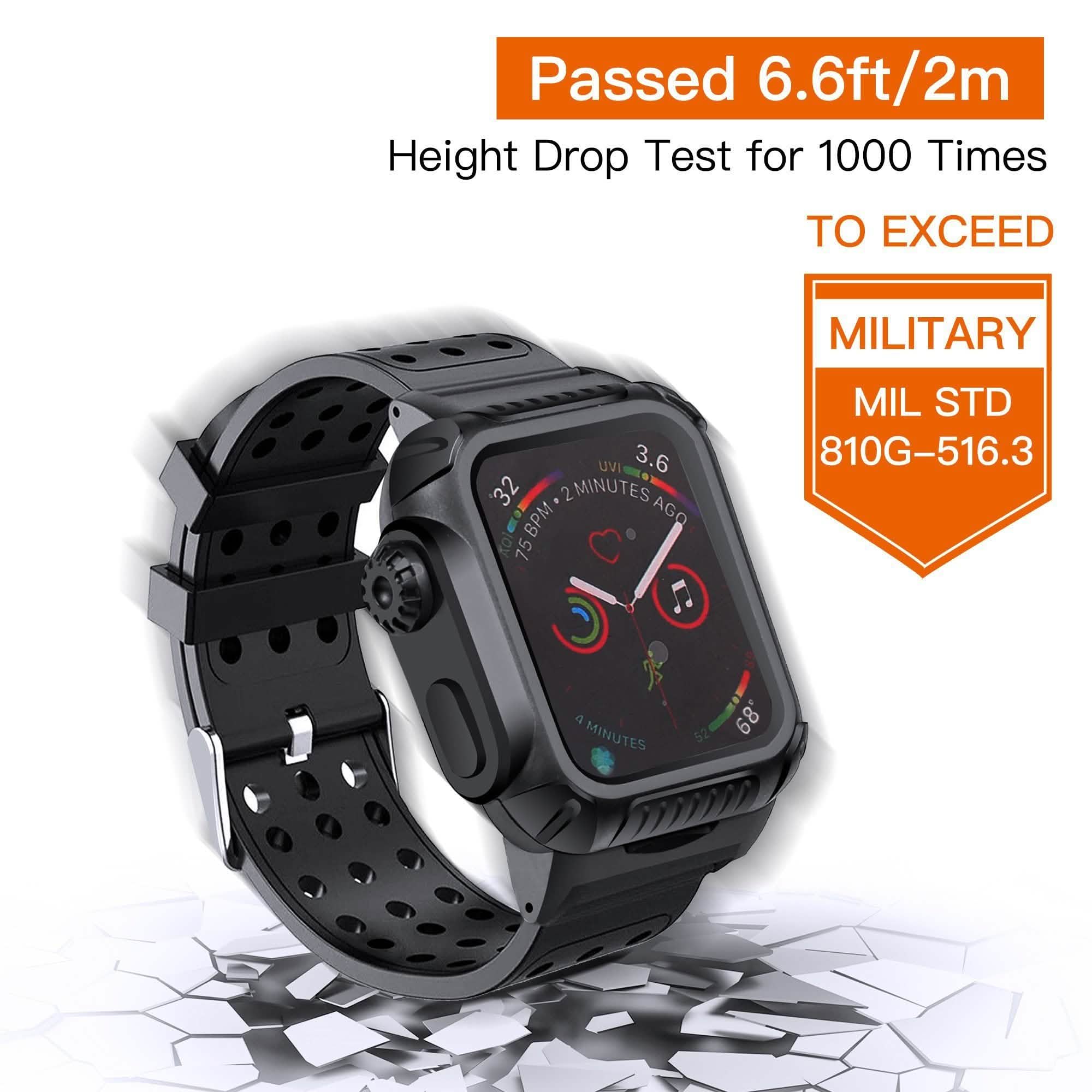 44 MM Full Cover Clear Case Screen Protector with Bands for Apple iWatch 4 and 5
