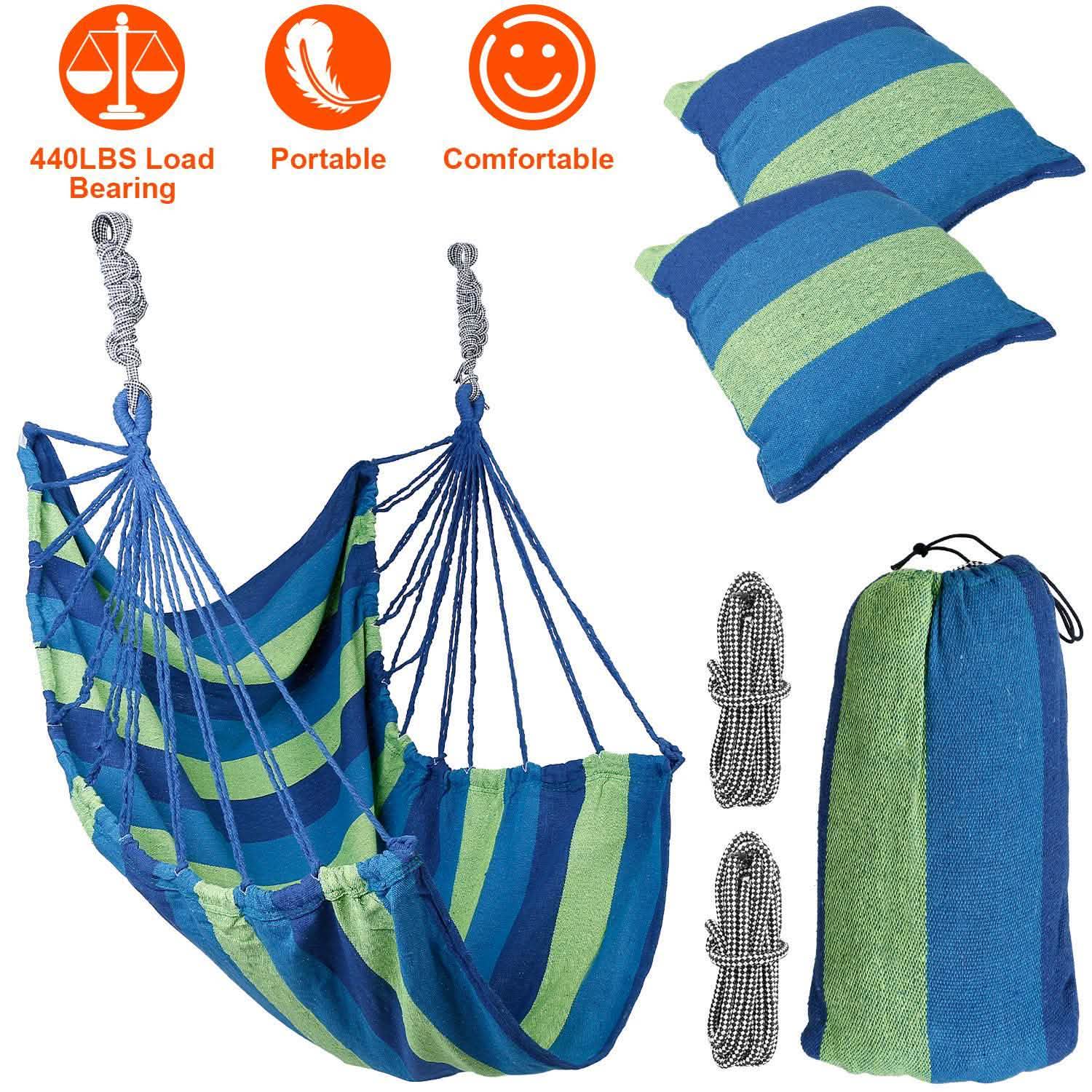 440lbs Hanging Hammock with 2 Pillows