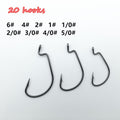 Rompin 20pcs/lot Black Nickel Crank Fishing Hooks High Carbon Steel Worm Sharp Barbed