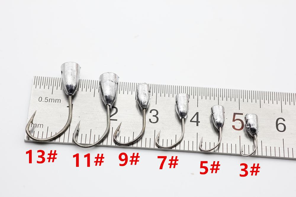 Rompin 10pcs/bag overturned hook lead fishing hooks