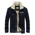 Stand collar corduroy men's loose large size jacket plus velvet thick coat