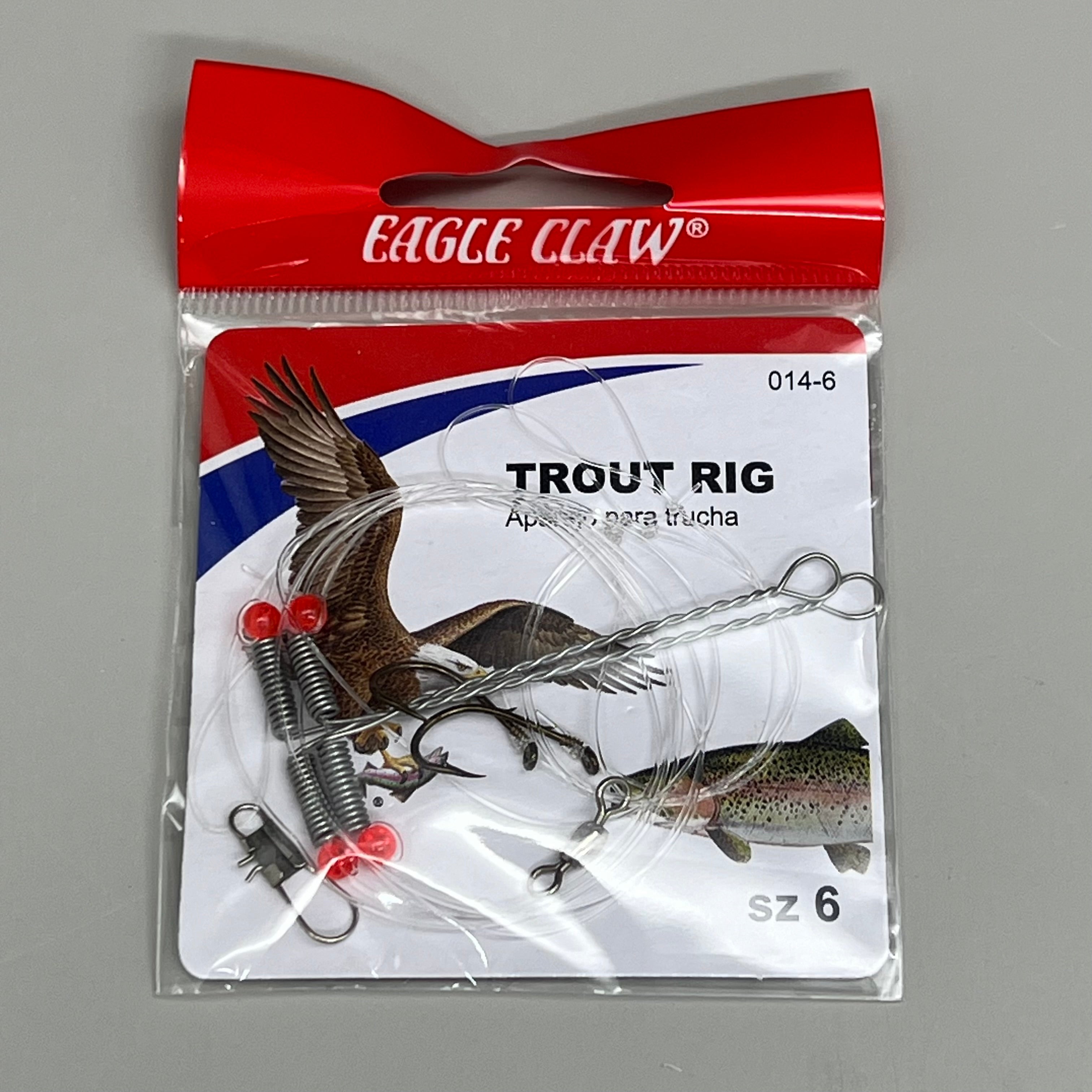 EAGLE CLAW (5 PACK) High Carbon Steel Freshwater Trout Rig Bronze #6 1pc 014-6