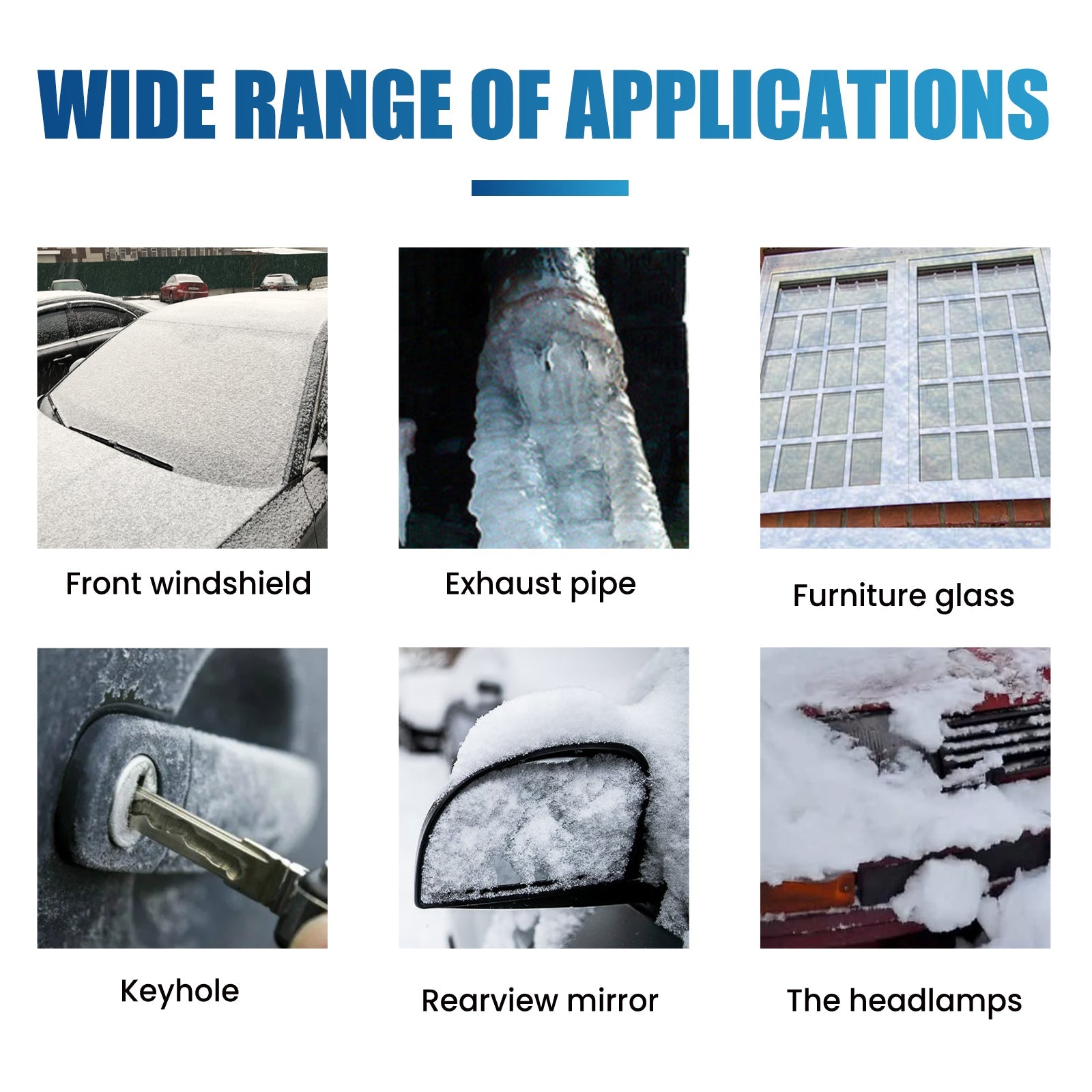 Deicing Agent, Winter Car Glass Fast Melting Snow Remover Front Windshield Snow Repellent