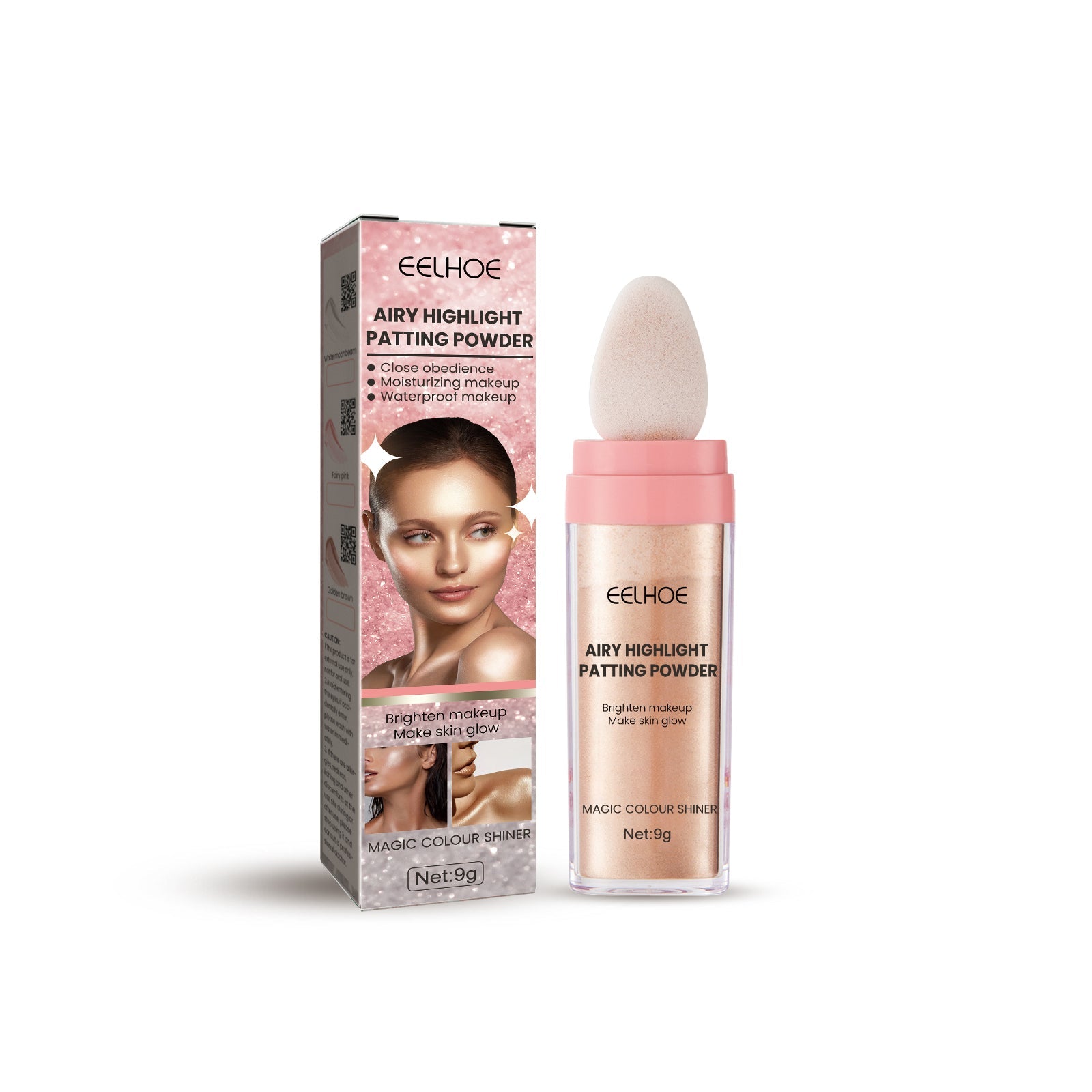 Highlighter Pat Powder, Light Highlighter Natural 3D Contoring Powder