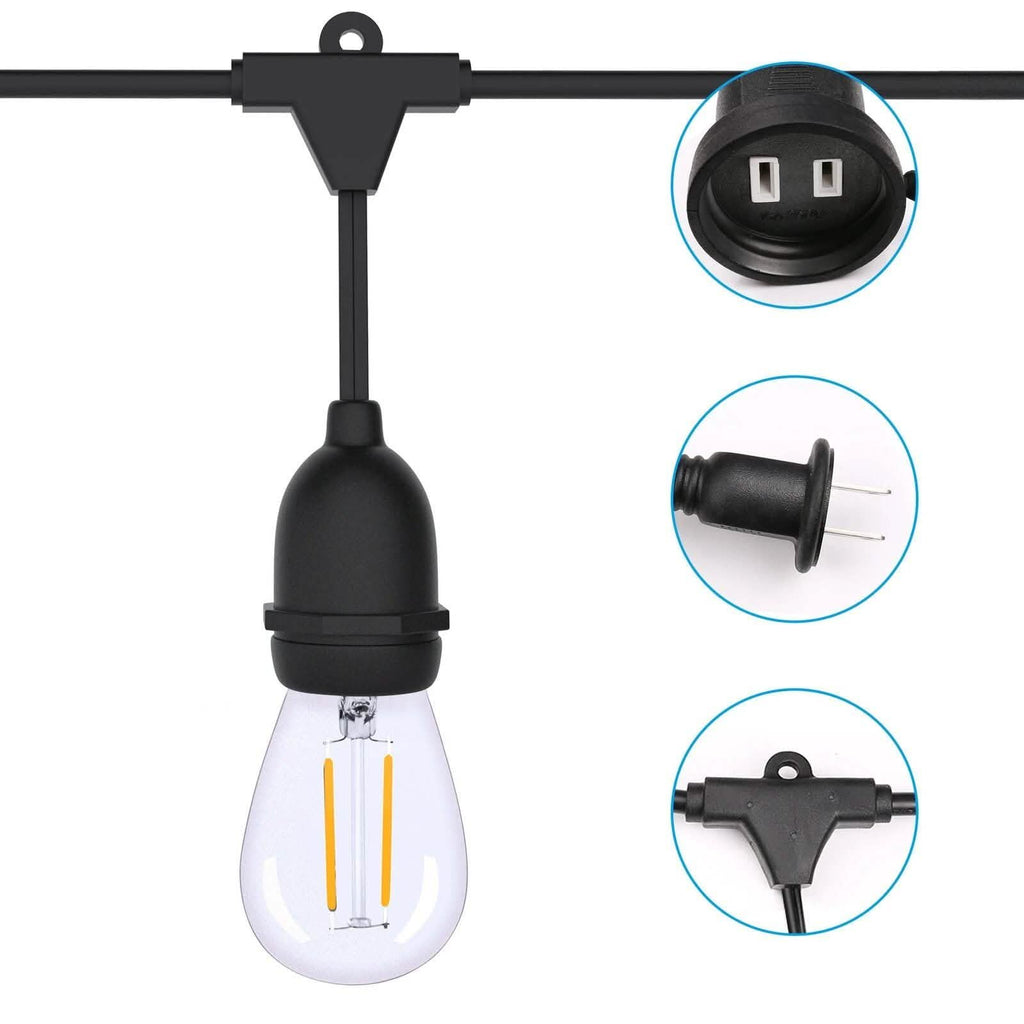48 Ft. LED String Lights Outdoor Commercial Grade Waterproof Bulbs