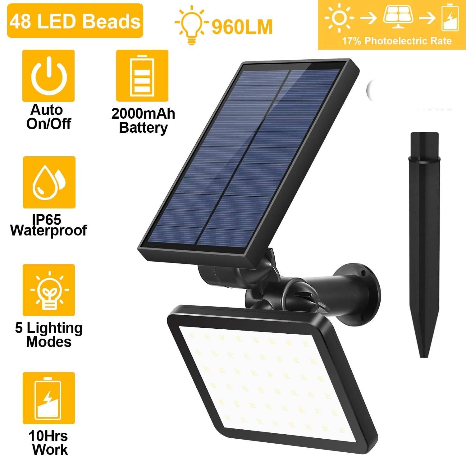 48 LED Solar Spotlight Outdoor
