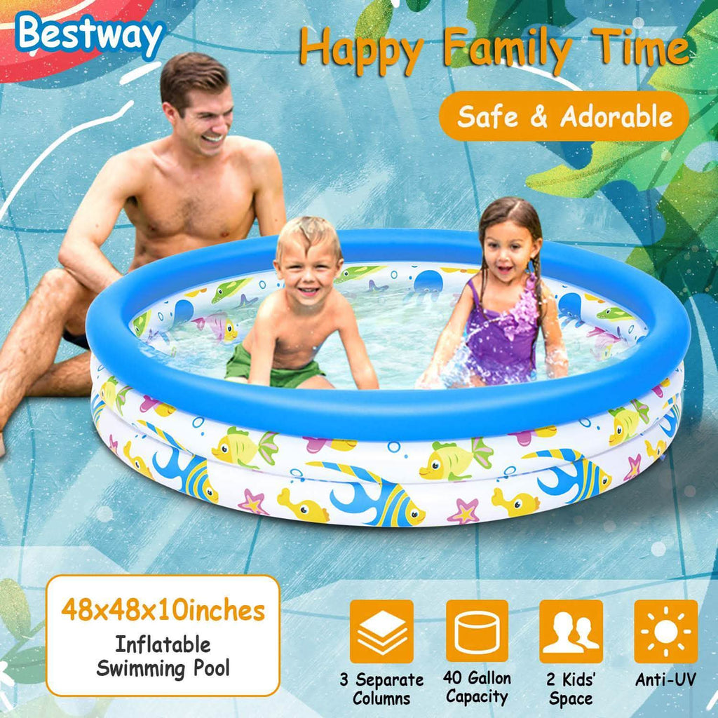 48 x 10 Inflatable Swimming Pool with 3 Velvets Water Drain Plug