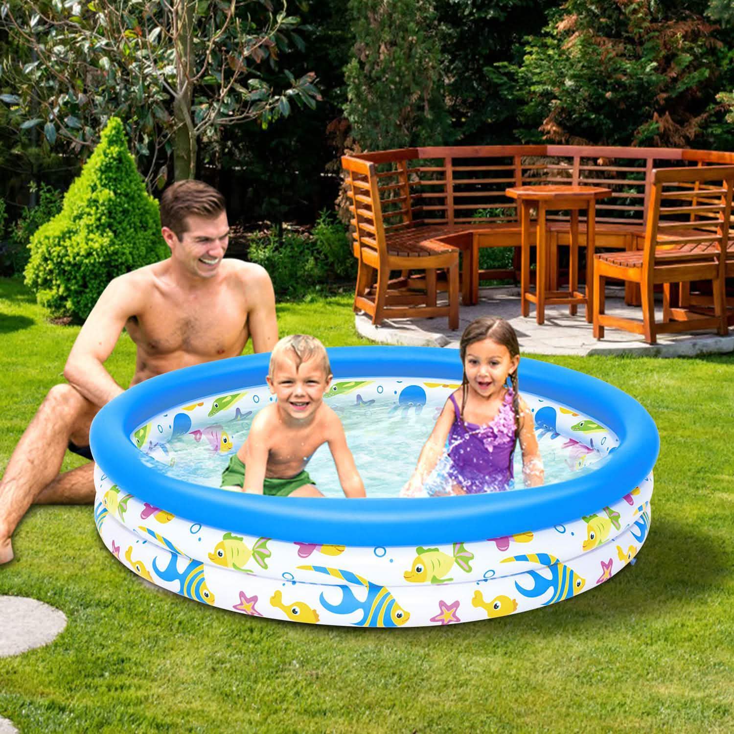 48 x 10 Inflatable Swimming Pool with 3 Velvets Water Drain Plug