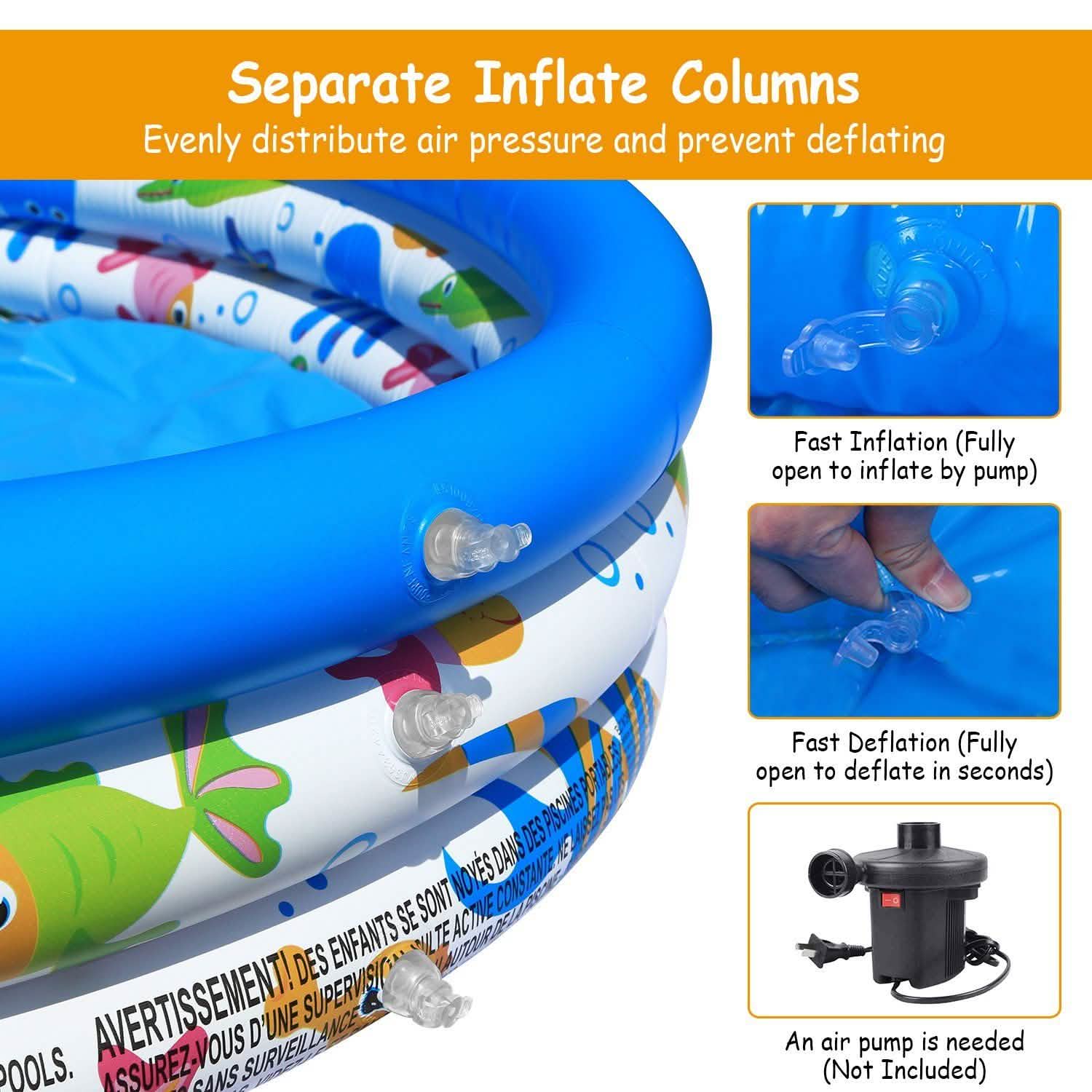 48 x 10 Inflatable Swimming Pool with 3 Velvets Water Drain Plug