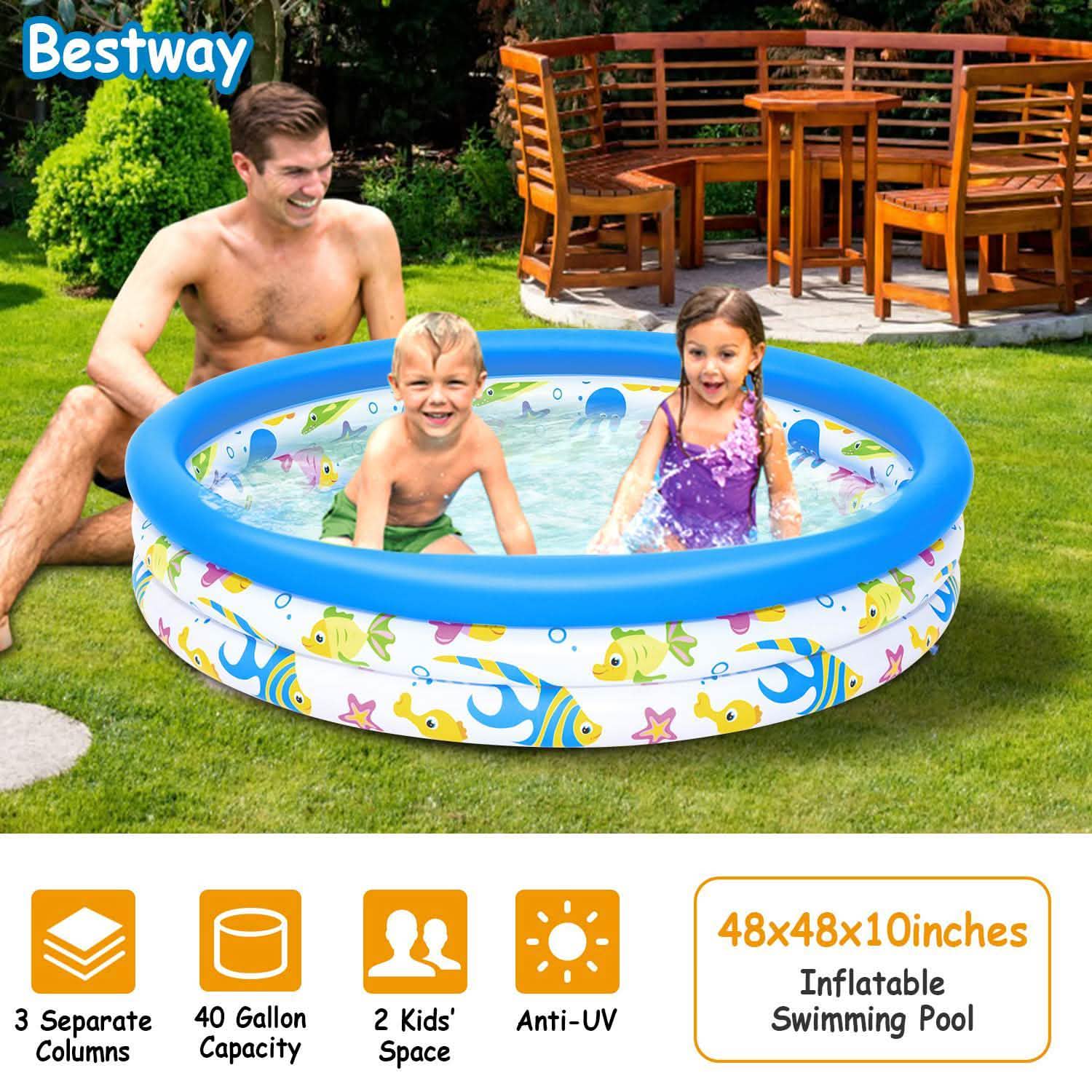 48 x 10 Inflatable Swimming Pool with 3 Velvets Water Drain Plug