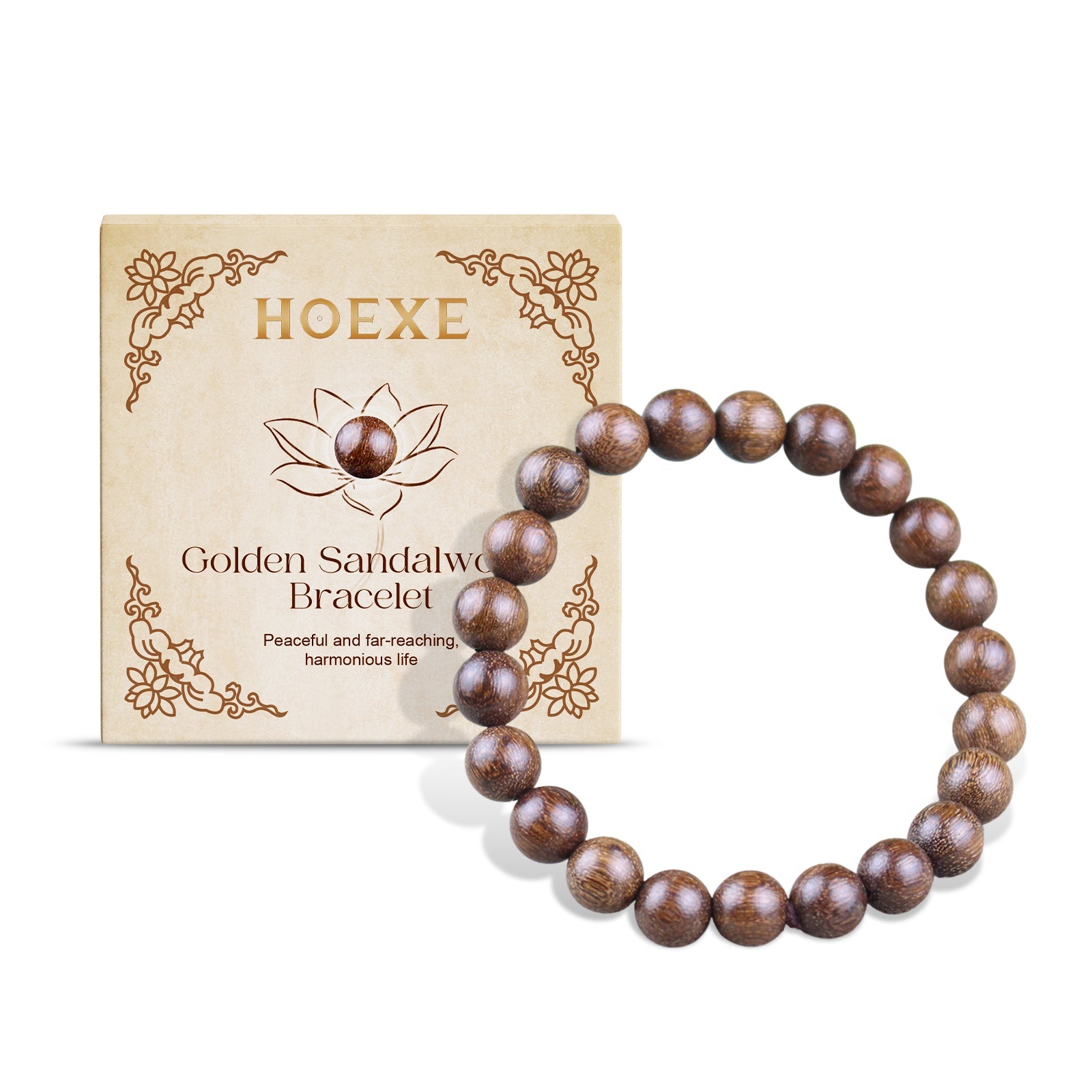 Gold Wire Sandalwood Bead Hand Daily Wear Decoration Simple Fashion 100 With Decorative Wooden Bead Bracelet