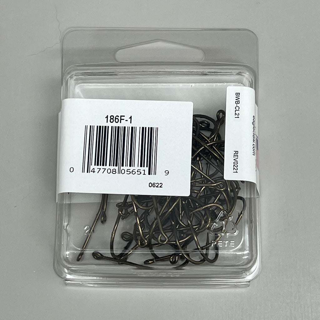 EAGLE CLAW Ultra Sharp Bait Holder for Worms & Chunk Bait Bronze #1 50pc 186F-1