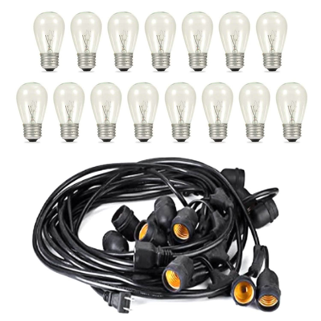 48ft Outdoor String Light Waterproof Patio String Lights Bulbs