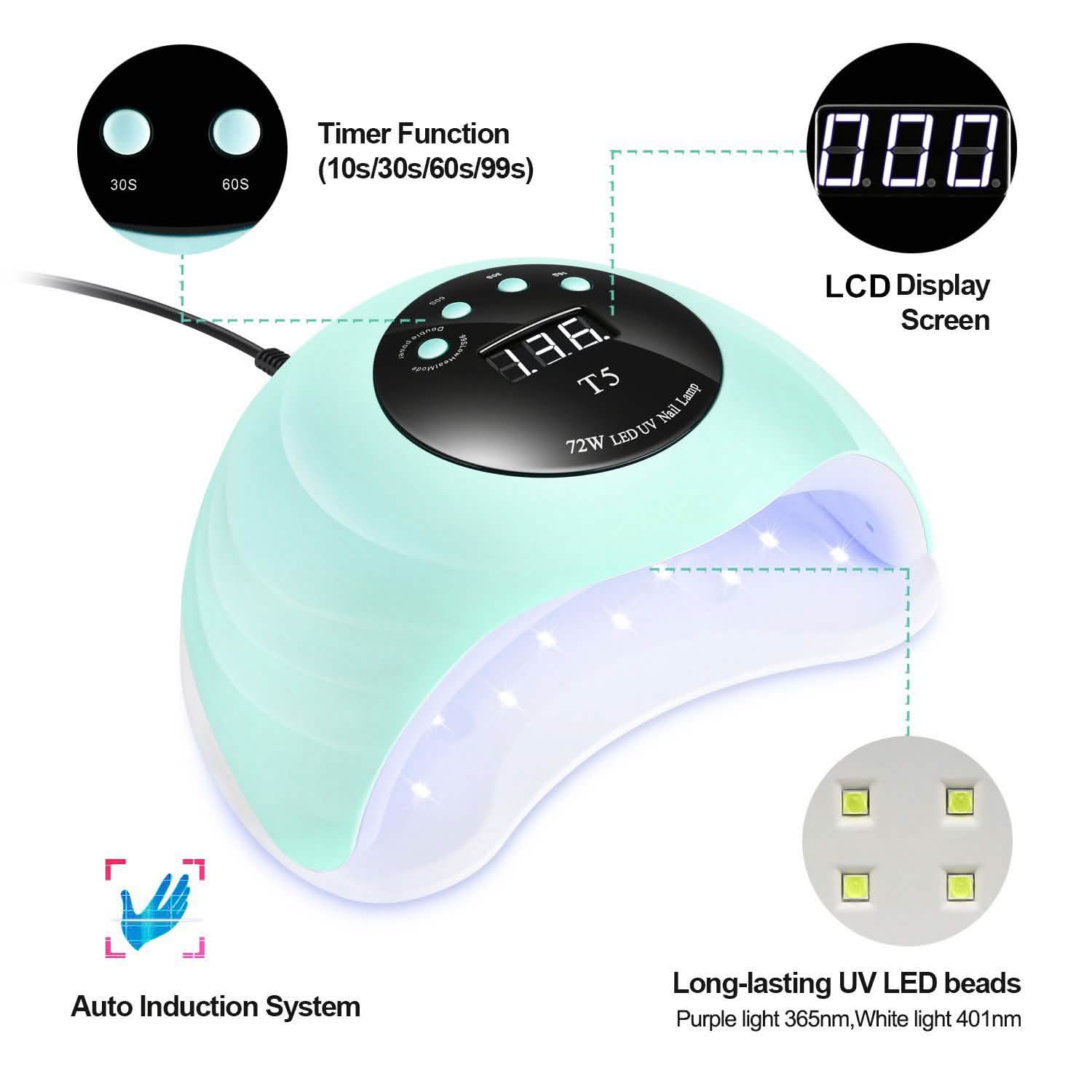 48W UV LED Gel Nail Lamp with 4 Timer