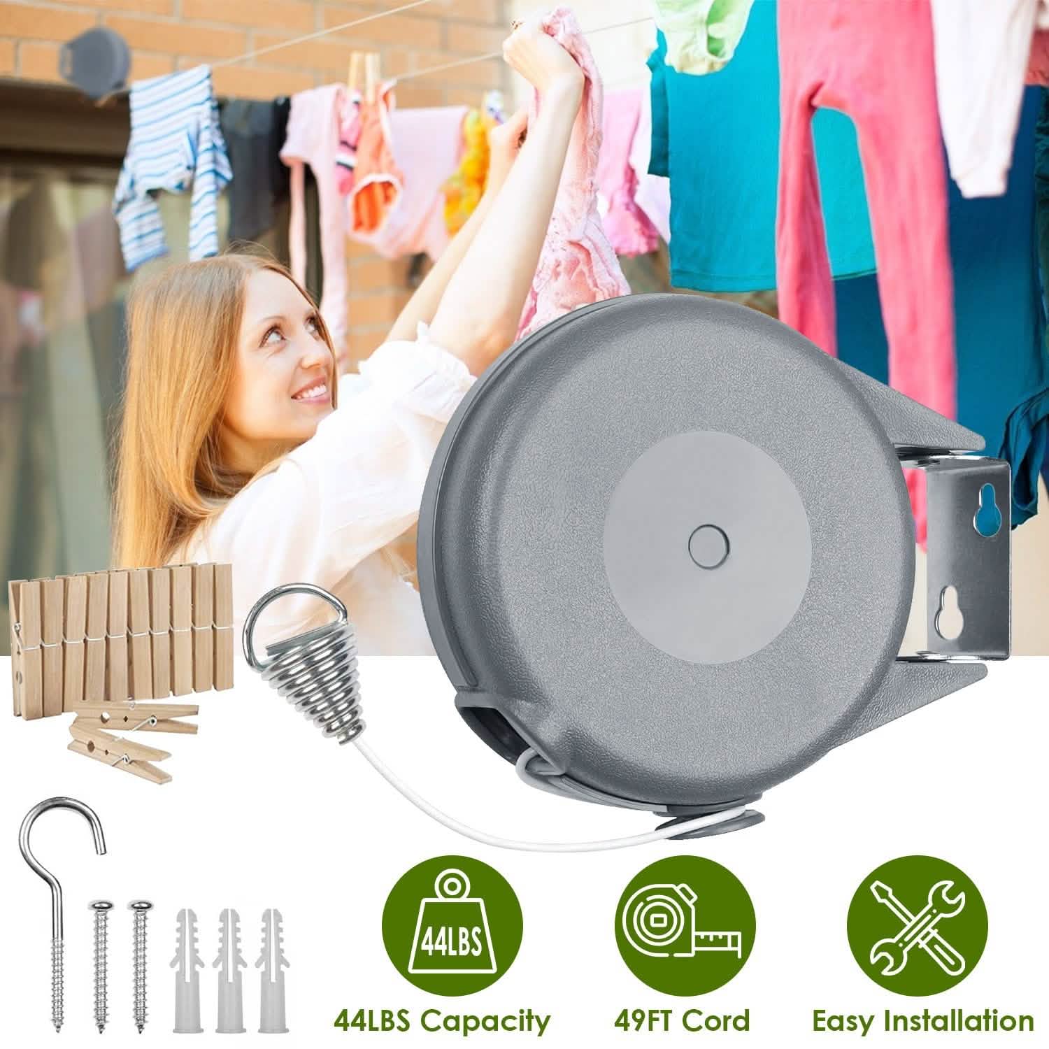 49 Ft. Retractable Clothesline Rope