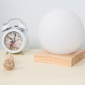 Milky White Glass Creative Dimming Ball Solid Wood Table Lamp