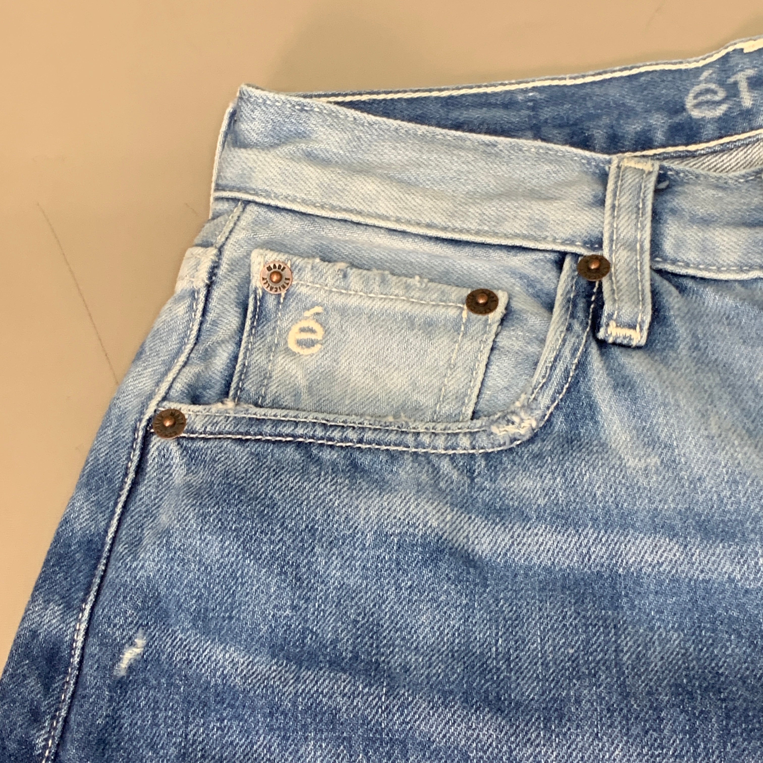 ETICA Tyler Vintage Straight Crop Jeans 100% Cotton Shipwreck Size 24 EW178114A