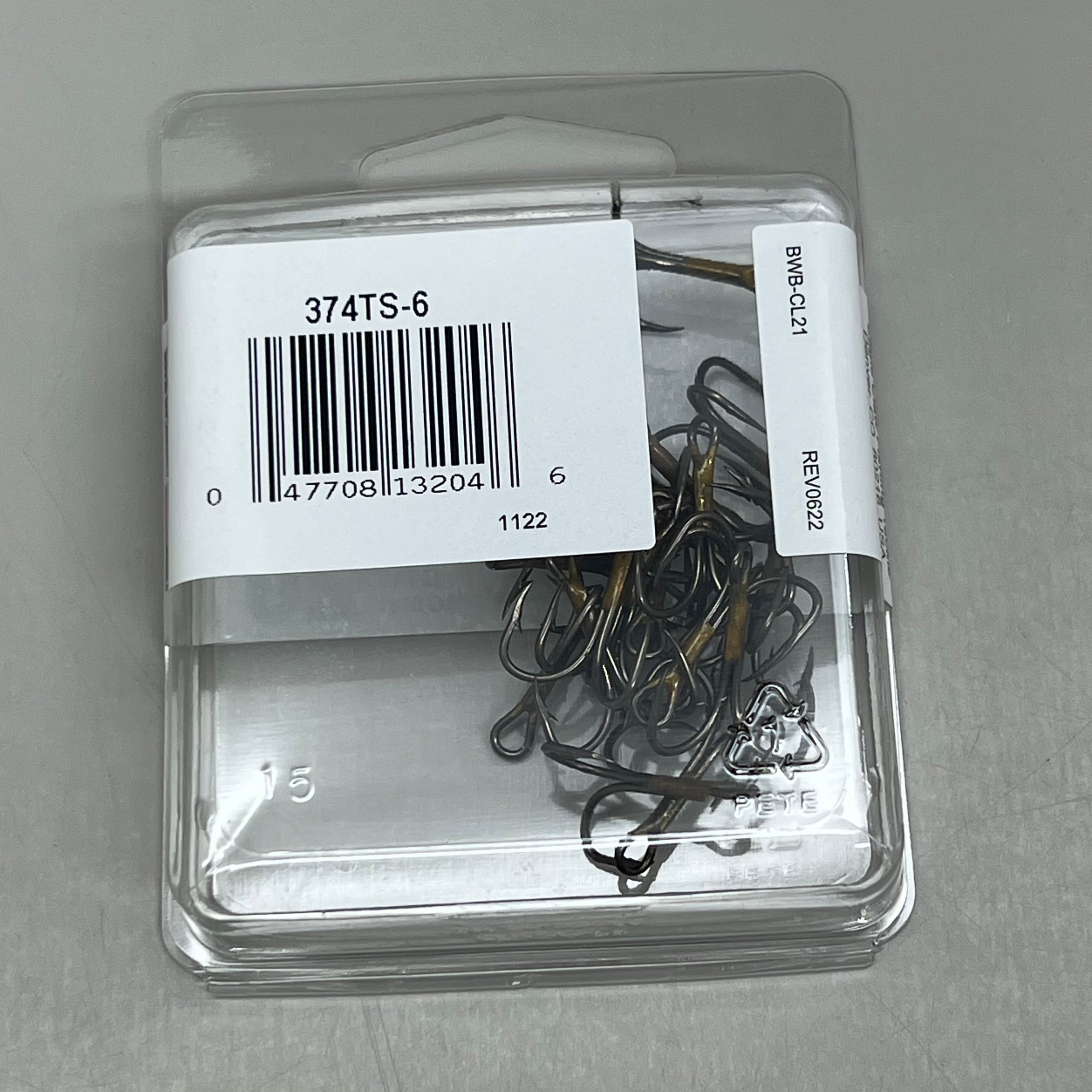 EAGLE CLAW (5 PACK) Curved Point 2X Treble Lure Repla Bronze #6 20 pc 374TS-6